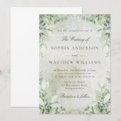 Romantic Greenery Frame Wedding Invitation (Devant / Derrière)