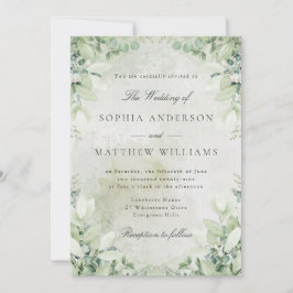 Romantic Greenery Frame Wedding Invitation Kaart