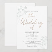 Romantic Greenery Wedding Invitation Kaart (Voorkant / Achterkant)