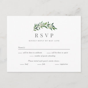 Romantic Greenery Wedding RSVP Reply Card Briefkaart