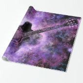 Romantic Guitar Wrapping Paper Music Paars Cadeaupapier (Uitgerold)