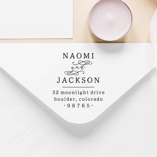 Romantic Handwriting Couple Wedding Return Address Rubberstempel