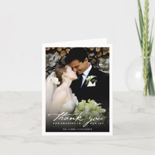 Romantic Handwriting script Stijlvolle foto bruilo Bedankkaart