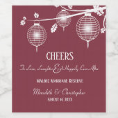 Romantic Hanging Chinese Paper Lantern Weddenschap Wijn Etiket (Enkel label)