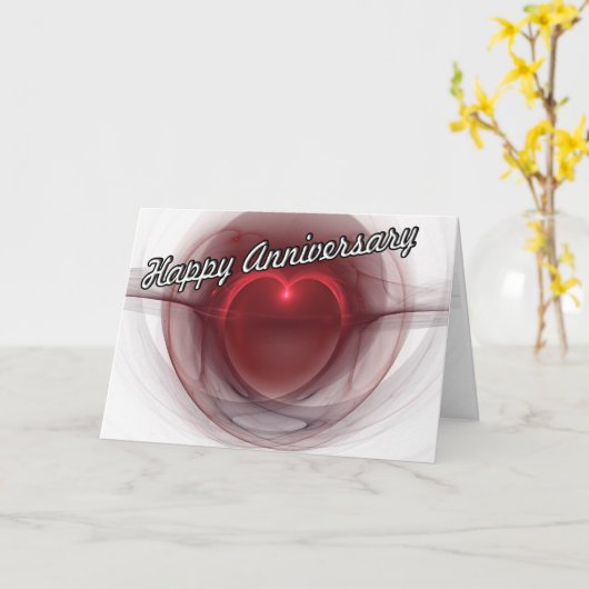 Romantic "Happy Jubileum" Licht hartkunstwerk Kaart (Gele Bloem)