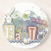 Romantic Happy Paast Bunny Greeting Onderzetter (Voorkant)