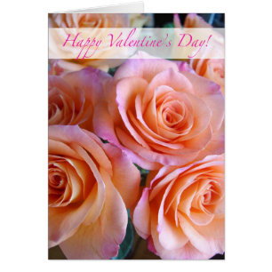Romantic Happy Valentine's Day, Pink Peach Roses