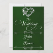 Romantic Heart & Calligraphy on Emerald - Wedding Kaart (Voorkant)