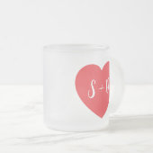 Romantic Heart Customizable White Initials Gift Matglas Koffiemok (Voorkant rechts)