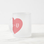 Romantic Heart Customizable White Initials Gift Matglas Koffiemok (Voorkant links)