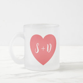Romantic Heart Customizable White Initials Gift Matglas Koffiemok