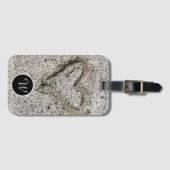 Romantic Heart in Sand Monogram Bagagelabel (Voorkant (horizontaal))