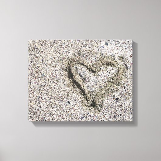 Romantic Heart in Zand Foto Canvas Afdruk (Voorkant)