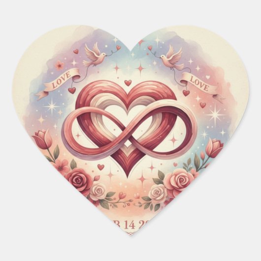Romantic Heart Infinity Design Hart Sticker (Voorkant)
