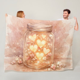 Romantic Heart Jar Throw Blanket Fleece Deken