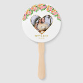 Romantic Heart & Roze Flowers Handwaaier (Achterkant)