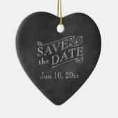 Romantic Heart Save the Date on Chalkboard Keramisch Ornament (Rechts)