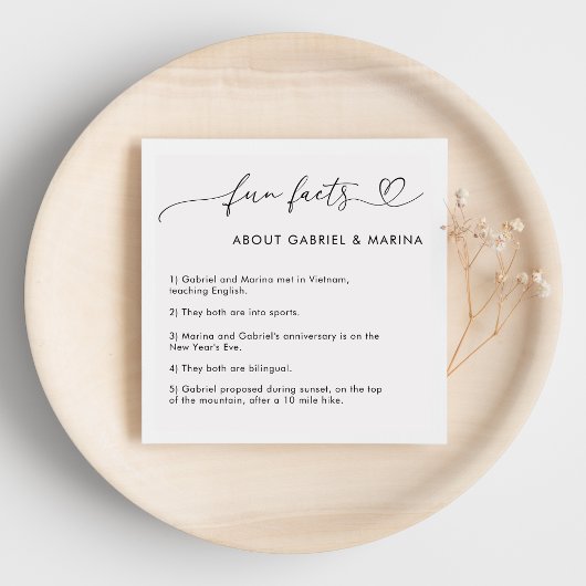 Romantic Heart Script Fun Feit dat Passen getrouwd Servet