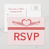 Romantic Heart Swirls RSVP Briefkaart (Voorkant / Achterkant)