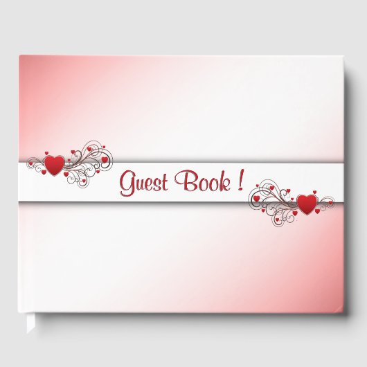Romantic Hearts Guest Book Gastenboek (Voorkant)