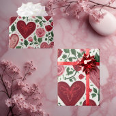 Romantic Hearts Meets Botanical Elegance Rustic Cadeaupapier