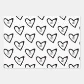 Romantic Hearts Rings Black Pattern Weddenschap Inpakpapier Vel (Voorkant)