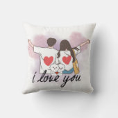 Romantic “I Love You” Couple Throw Pillow Kussen (Achterkant)