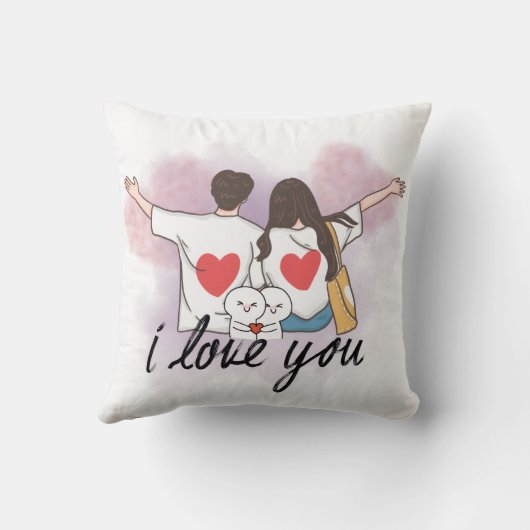 Romantic “I Love You” Couple Throw Pillow Kussen (Achterkant)
