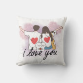 Romantic “I Love You” Couple Throw Pillow Kussen (Voorkant)