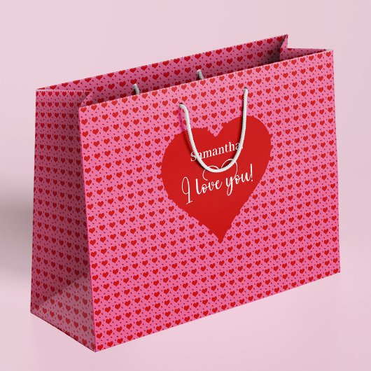 Romantic I Love You Heart Design Personalized Bag Groot Cadeauzakje