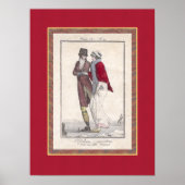 Romantic  Ice Skating Antiek Engraving Poster (Voorkant)