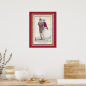 Romantic  Ice Skating Antiek Engraving Poster (Keuken)