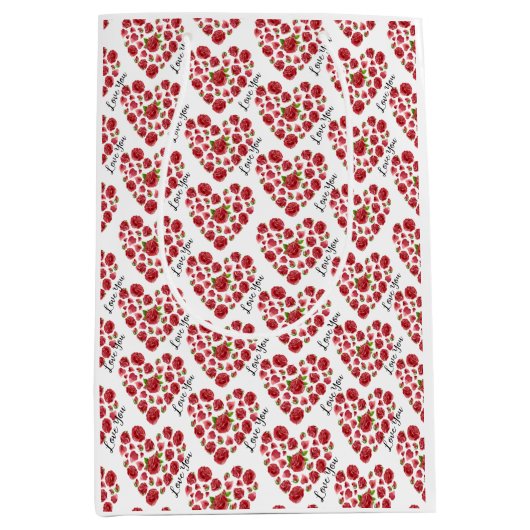 Romantic Ik hou van rode rozen. Medium Cadeauzakje (Voorkant)