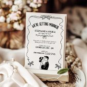 Romantic Illustrated Couple Wedding Save the Date Kaart