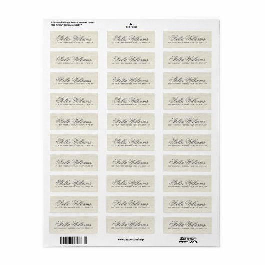 Romantic iory linen calligraphy script address etiket (Full Sheet)