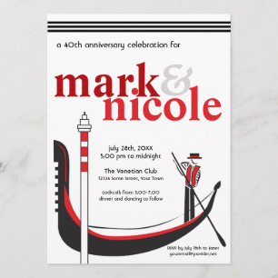 Romantic Italy Gondola Invitation Kaart