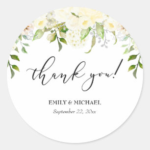 Romantic Ivory Cream Floral Weddenschap Ronde Sticker