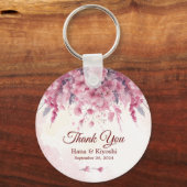 Romantic Japan Pink Cherry Blossom Circular Sleutelhanger (Achterkant)