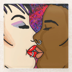 Romantic Kiss Interraciale Romance Glazen Onderzetter