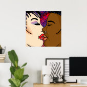 Romantic Kiss | Interraciale Romance Poster (Thuiskantoor)