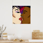 Romantic Kiss | Interraciale Romance Poster (Keuken)