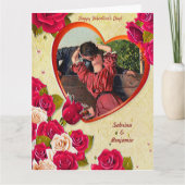 Romantic Kiss Valentijn Hart en Rozen Kaart (Voorkant)