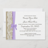 Romantic Lace en Bow Wedding Kaart (Voorkant)