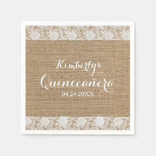 Romantic Lace en burlap Quinceañera Paper Napkins Servetten