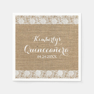 Romantic Lace en burlap Quinceañera Paper Napkins Servetten