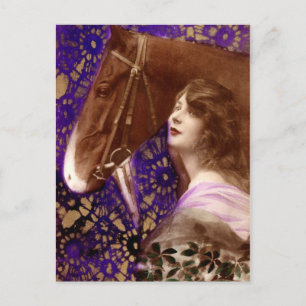 Romantic Lady met paard Briefkaart