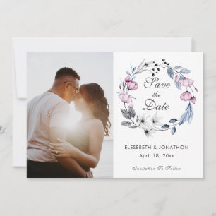Romantic Lavender Blue Floral Blossom Save The Date
