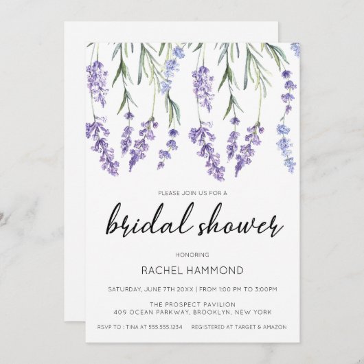 Romantic Lavender Bridal Shower Kaart (Voorkant / Achterkant)
