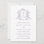 Romantic Lavender Floral Crest Wedding Kaart (Voorkant)