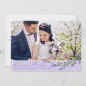 Romantic Lavender Foto bruiloft Hartelijk dank Bedankkaart (Voorkant)